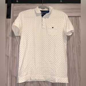 La Martina Blue Tag Polo Shirt Mens Medium White Short Sleeve Embroidered Logo